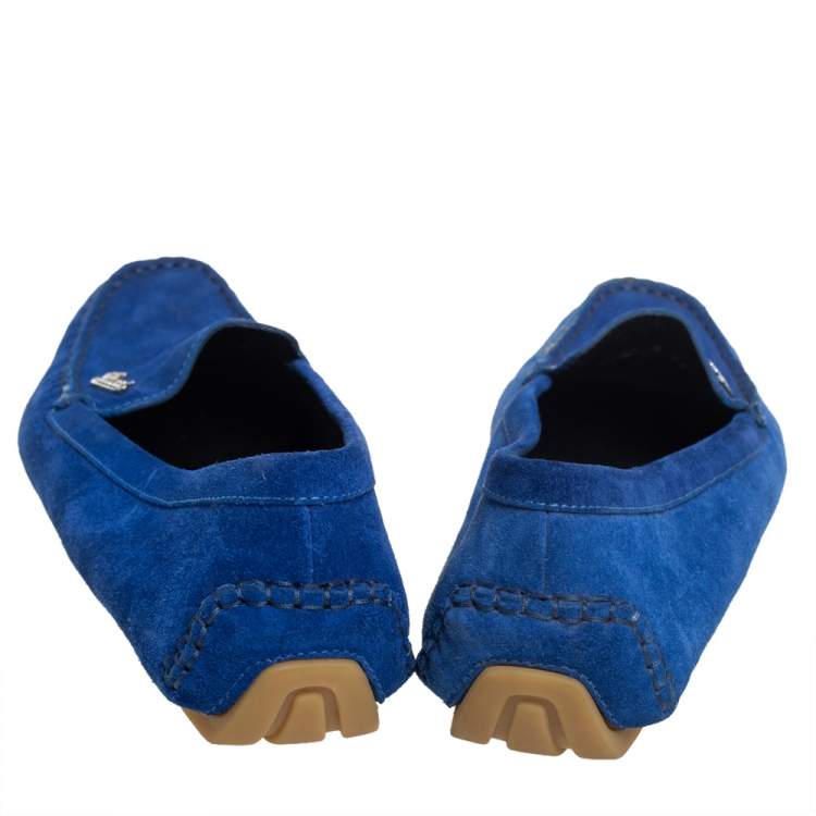 Pre Owned Gucci Blue Suede Slip On  Loafers Size 37