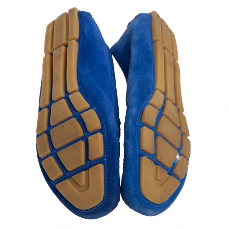 Pre Owned Gucci Blue Suede Slip On  Loafers Size 37
