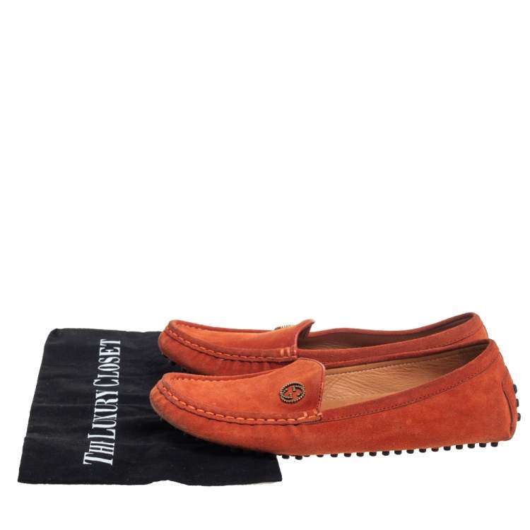 Pre Owned Gucci Tan Suede Slip On Loafers Size 36.5
