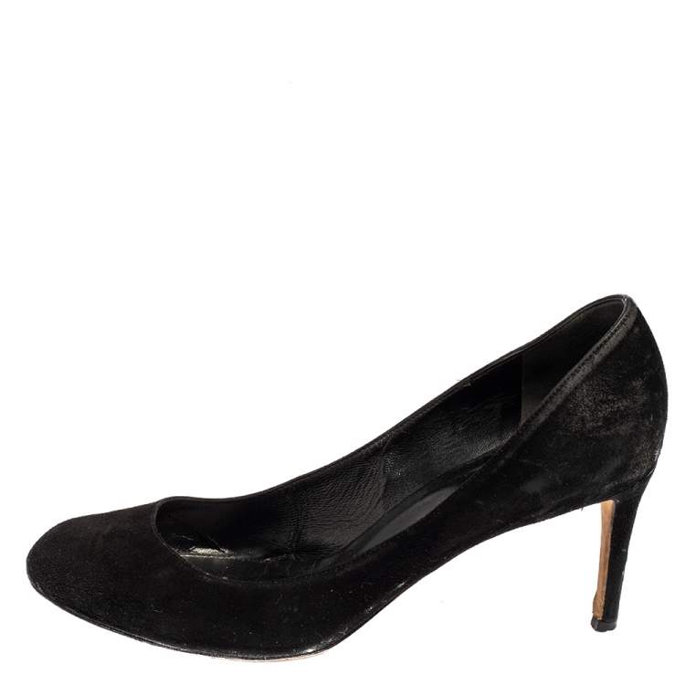 Pre Owned Gucci Black Suede Slip On Pumps Size 37