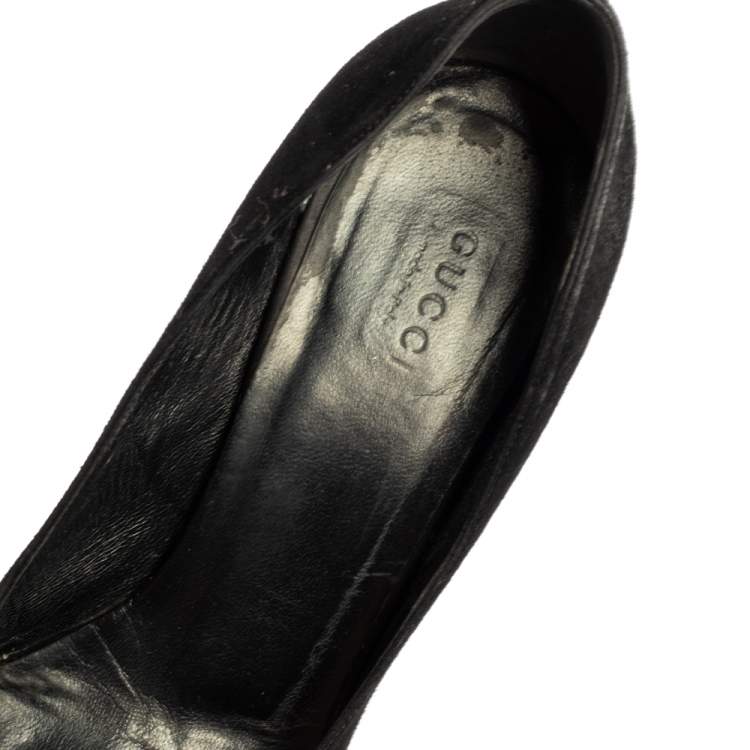 Pre Owned Gucci Black Suede Slip On Pumps Size 37