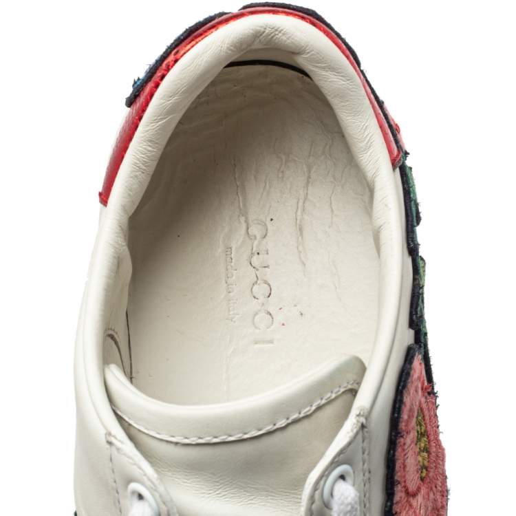 Pre Owned Gucci White Leather Ace Web Low Top Sneakers Size 35.5