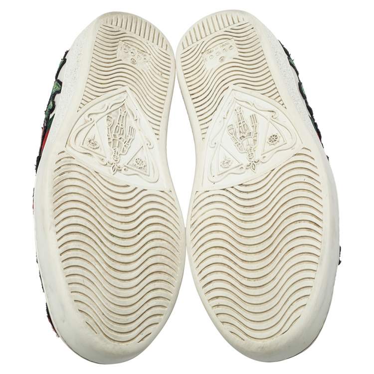 Pre Owned Gucci White Leather Ace Web Low Top Sneakers Size 35.5