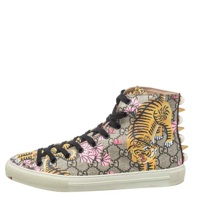 Gucci GG Canvas Major Tiger Pearl Embellished High Top Size 38 | TLC