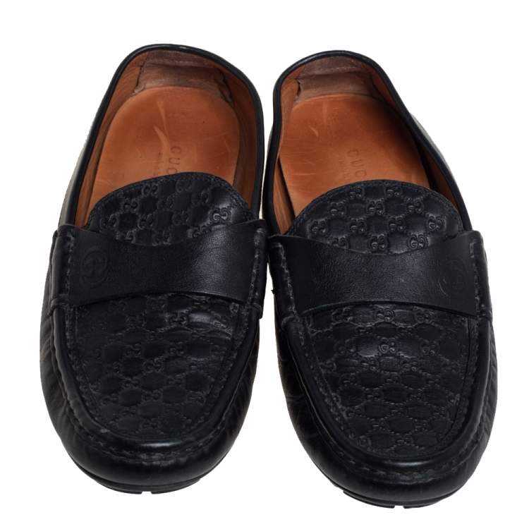 مملوكة مسبقًا Gucci Black Guccissima Leather Slip On Loafers Size 37