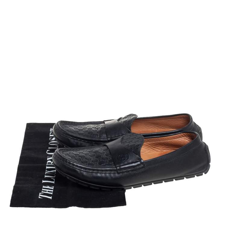 مملوكة مسبقًا Gucci Black Guccissima Leather Slip On Loafers Size 37
