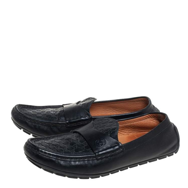 مملوكة مسبقًا Gucci Black Guccissima Leather Slip On Loafers Size 37
