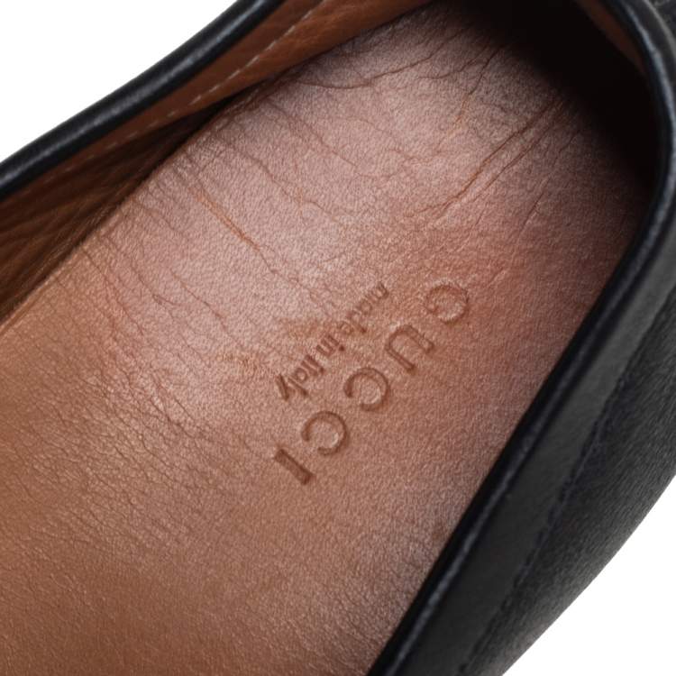مملوكة مسبقًا Gucci Black Guccissima Leather Slip On Loafers Size 37