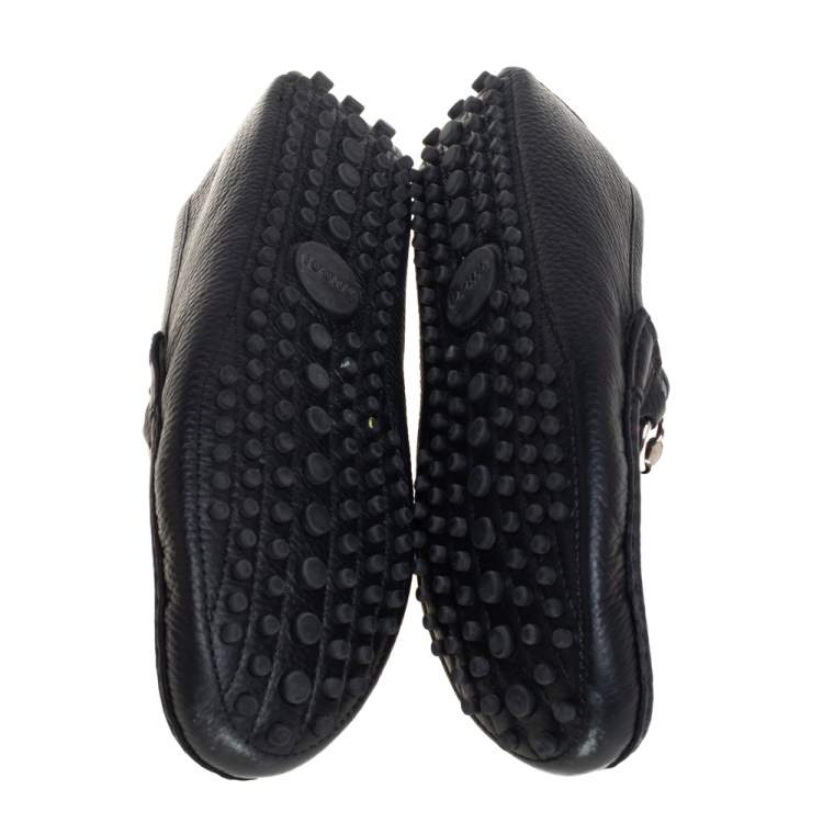 Pre Owned Gucci Black Leather Web Detail Horsebit Loafers Size 37.5
