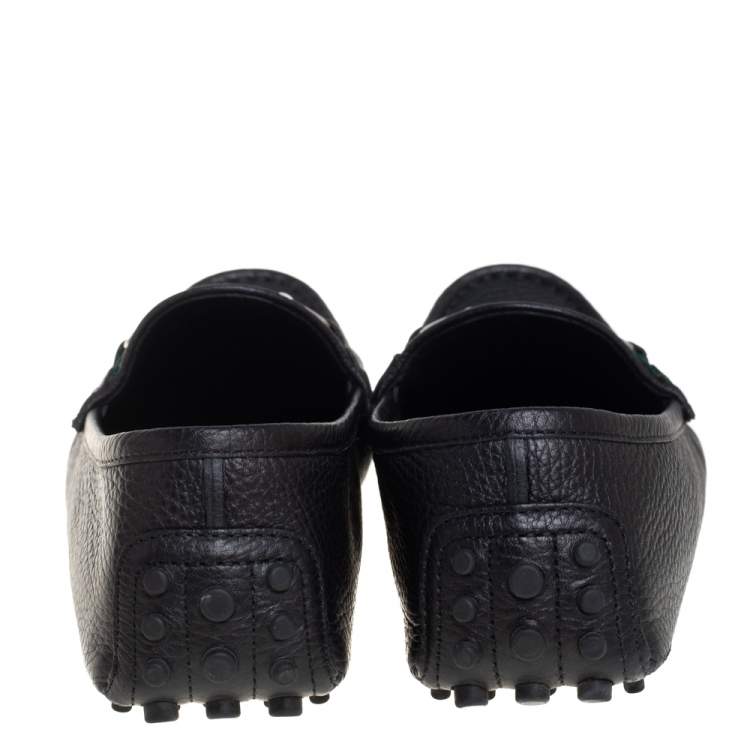 Pre Owned Gucci Black Leather Web Detail Horsebit Loafers Size 37.5