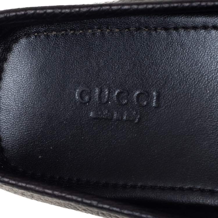 Pre Owned Gucci Black Leather Web Detail Horsebit Loafers Size 37.5