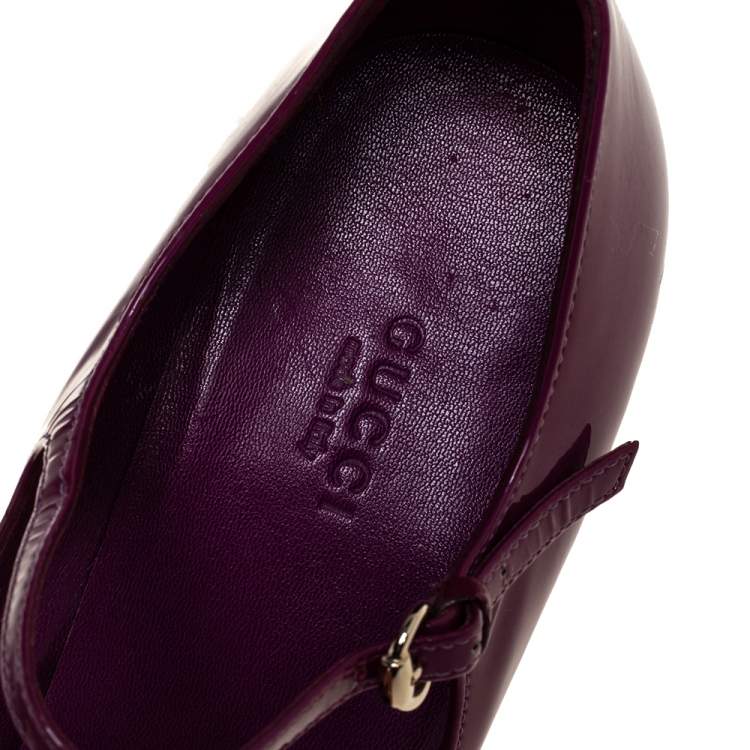 Pre Owned Gucci Purple Patent Leather Mary Jane Pumps Size 38.5