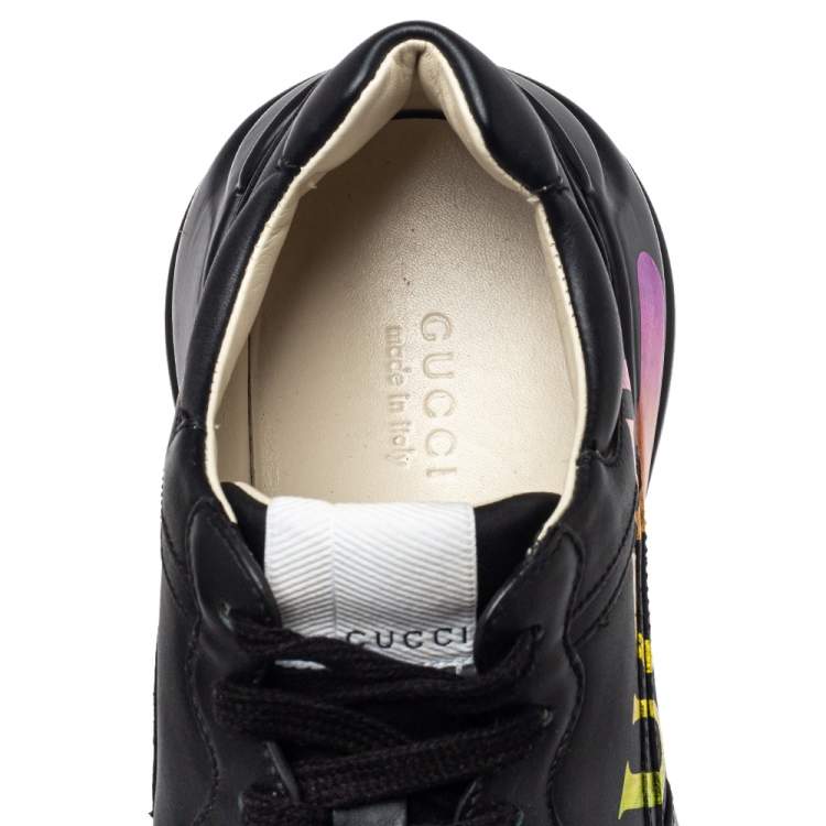 Pre Owned Gucci Black Leather Rhyton Sneakers Size 37.5
