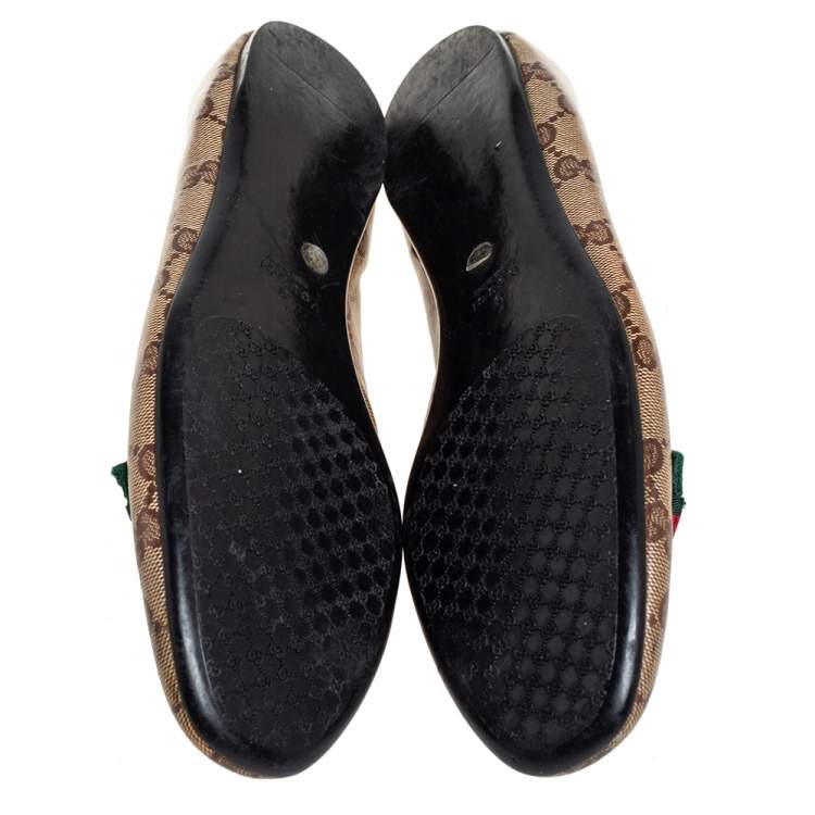 Pre Owned Gucci Brown GG Crystal Canvas Ballet Flats Size 39
