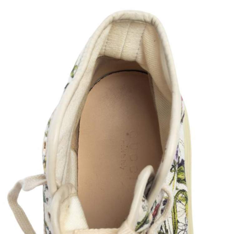 Pre Owned Gucci Multicolor Floral Canvas High Top Sneakers Size 37