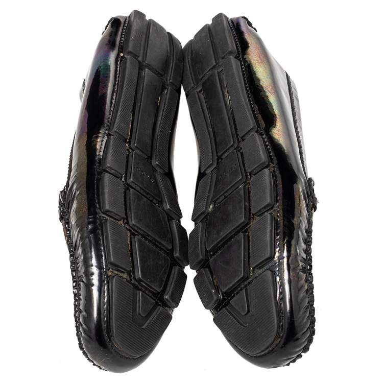 Pre Owned Gucci Multicolor Iridescent Patent Leather Horsebit Slip On Loafers Size 38