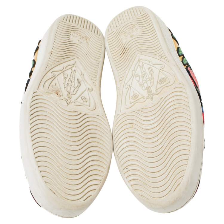 Pre Owned Gucci Gold Leather Ace  Lace Up Sneakers Size 37