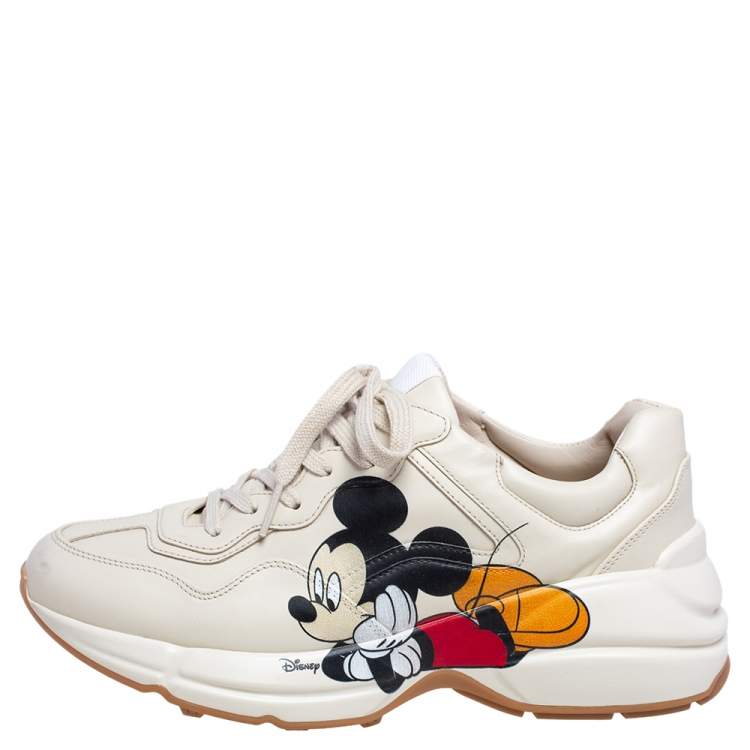 essence zakdoek Stun Gucci Beige Leather Disney Mickey Mouse Print Rhyton Sneakers Size 38 Gucci  | TLC