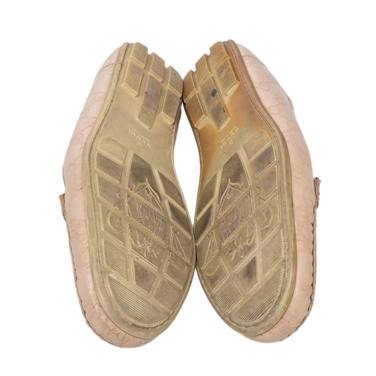Pre Owned Gucci Beige Guccissima Leather Horsebit Slip On Loafer Size 38