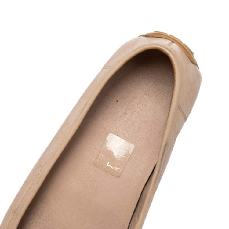 Pre Owned Gucci Beige Guccissima Leather Horsebit Slip On Loafer Size 38