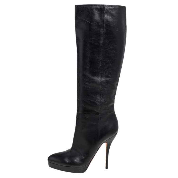 Gucci Black Leather Knee Boots 39.5 Gucci | TLC