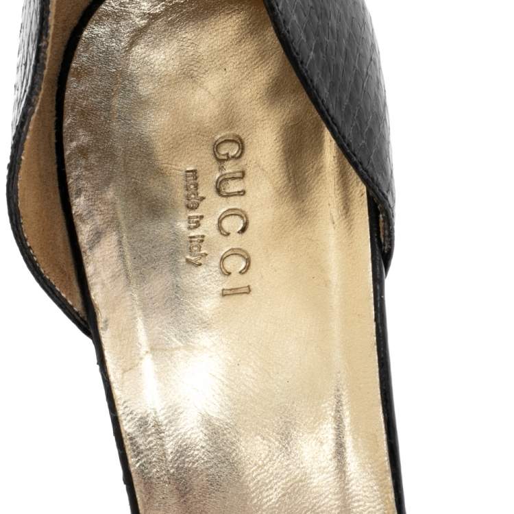 Pre Owned Gucci Black Leather Buckle Embellished D'orsay Pumps Size 41