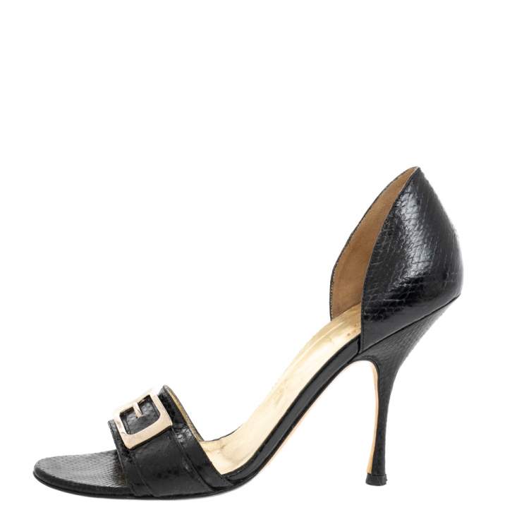 Pre Owned Gucci Black Leather Buckle Embellished D'orsay Pumps Size 41