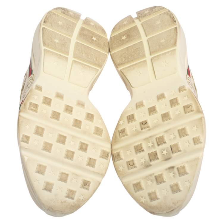 Pre Owned Gucci Cream Leather Rhyton Low Top Sneakers Size 37