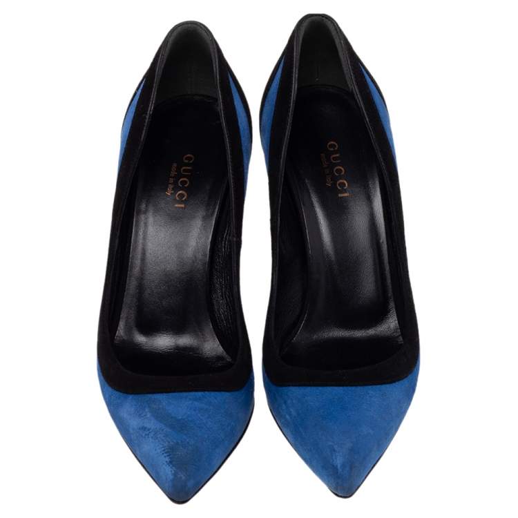 Pre Owned Gucci Tricolor Suede Pointed Toe Pumps Size 35.5