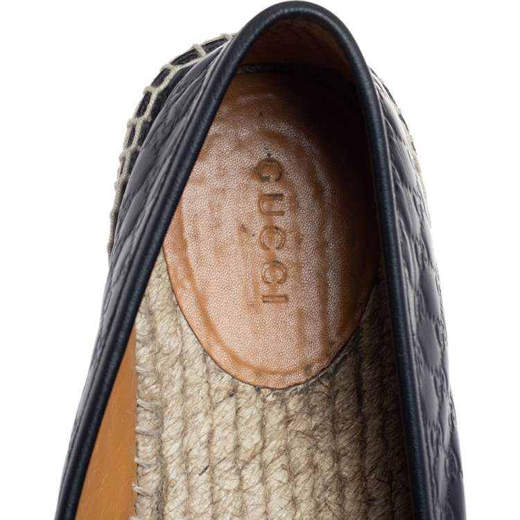 Pre Owned Gucci Black Guccissima Leather Espadrilles Flats Size 39