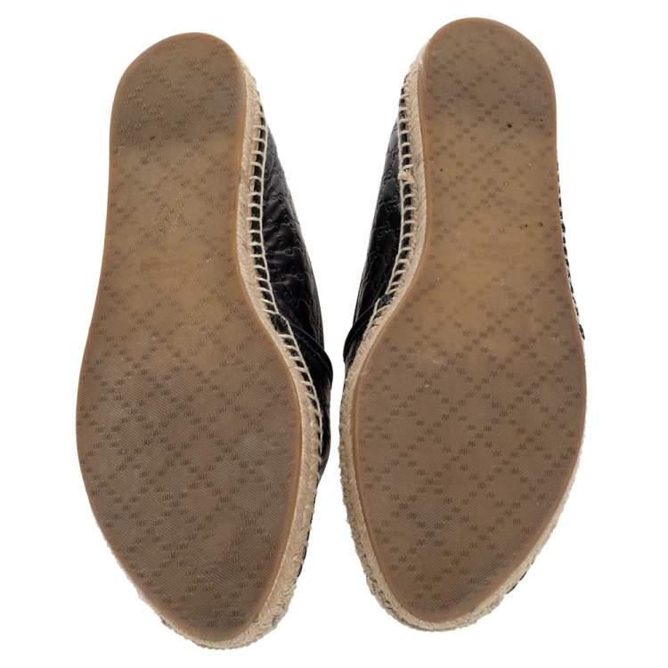 Pre Owned Gucci Black Guccissima Leather Espadrilles Flats Size 39