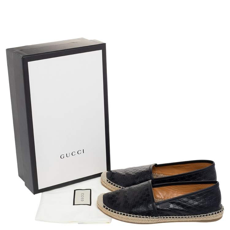 Pre Owned Gucci Black Guccissima Leather Espadrilles Flats Size 39
