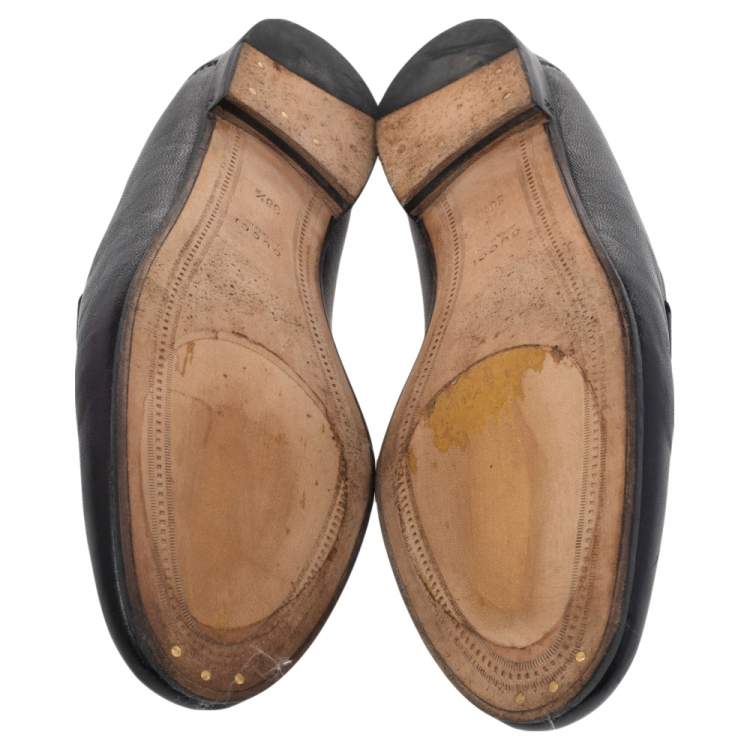 Pre Owned Gucci Black Leather Jordaan Loafers Size 38.5