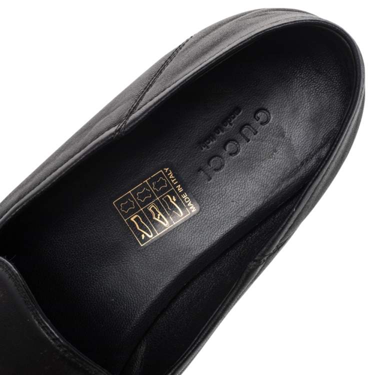 Pre Owned Gucci Black Leather Jordaan Loafers Size 38.5
