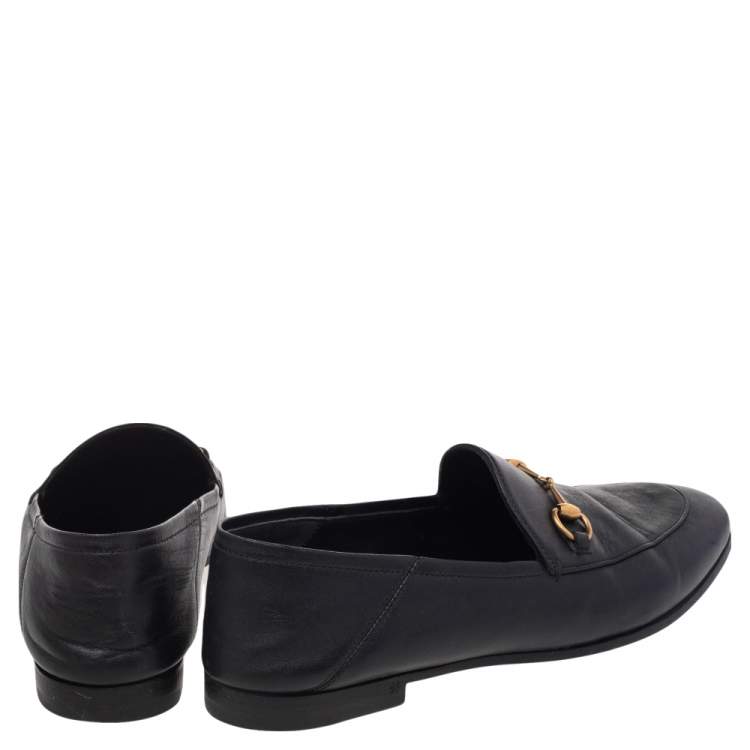 Pre Owned Gucci Black Leather Jordaan Loafers Size 38.5