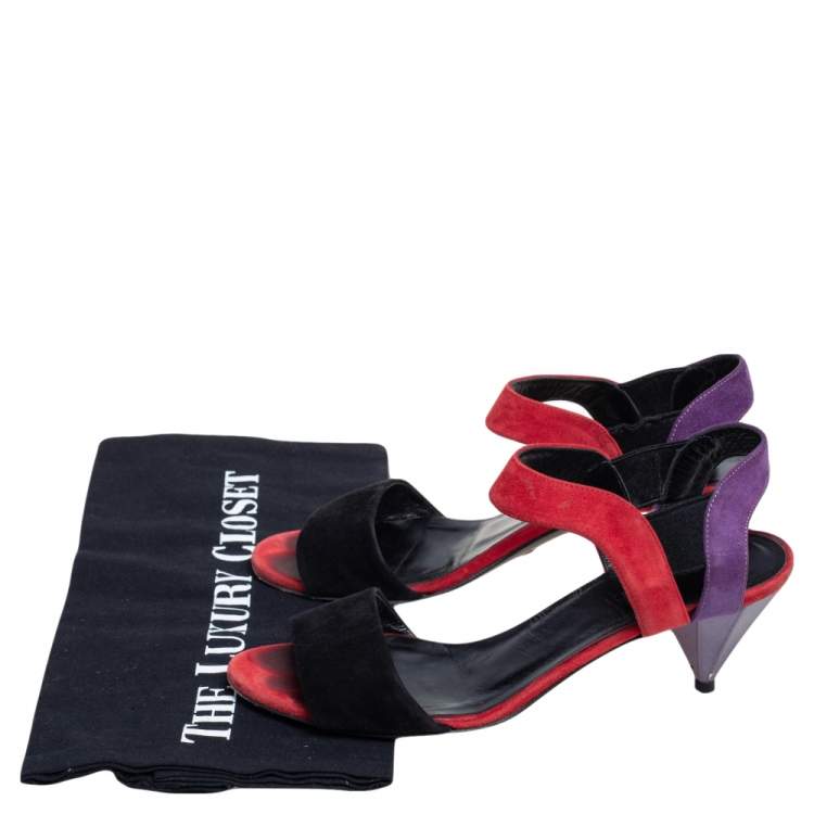 Pre Owned Gucci Multicolor Suede Liberty Ankle Strap Sandals Size 35