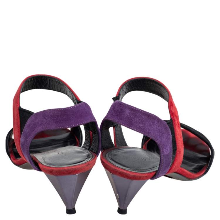 Pre Owned Gucci Multicolor Suede Liberty Ankle Strap Sandals Size 35