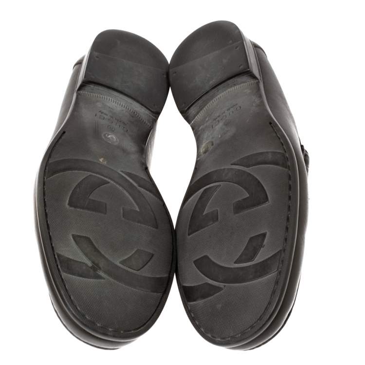 Pre Owned Gucci Brown Leather Frederik Web Loafers Size 40
