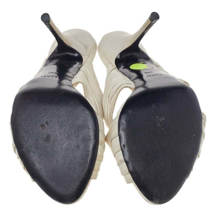 Pre Owned Gucci White Leather Hysteria Cross Slide Sandals Size 39