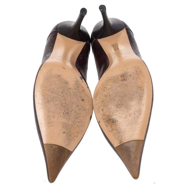 مملوكة مسبقًا Gucci Brown Guccissima Leather Pointed Toe Pumps Size 40.5
