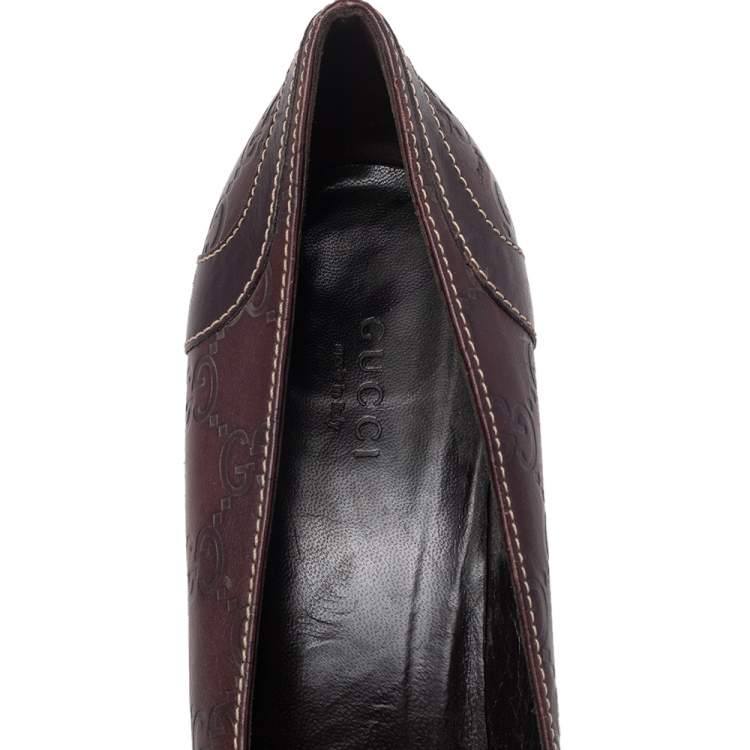 مملوكة مسبقًا Gucci Brown Guccissima Leather Pointed Toe Pumps Size 40.5