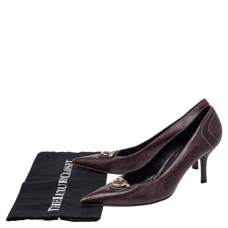 مملوكة مسبقًا Gucci Brown Guccissima Leather Pointed Toe Pumps Size 40.5