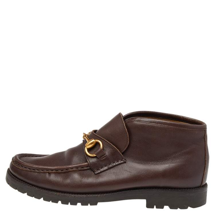 مملوكة مسبقًا Gucci Dark Brown Leather Horsebit Loafers Size 36