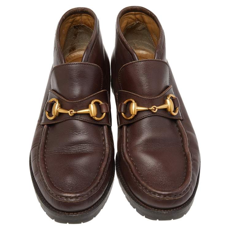 مملوكة مسبقًا Gucci Dark Brown Leather Horsebit Loafers Size 36