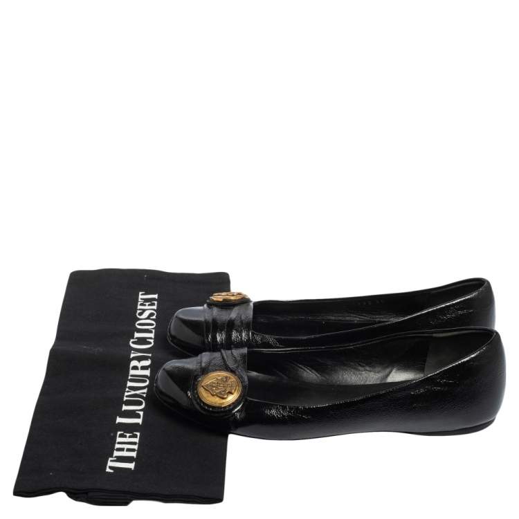 Pre Owned Gucci Black Patent Leather Hysteria Ballet Flats Size 36
