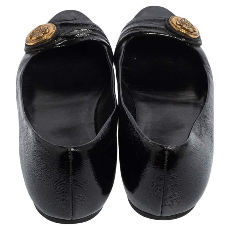 Pre Owned Gucci Black Patent Leather Hysteria Ballet Flats Size 36