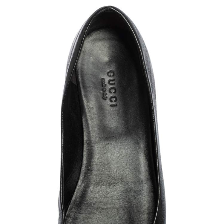 Pre Owned Gucci Black Patent Leather Hysteria Ballet Flats Size 36