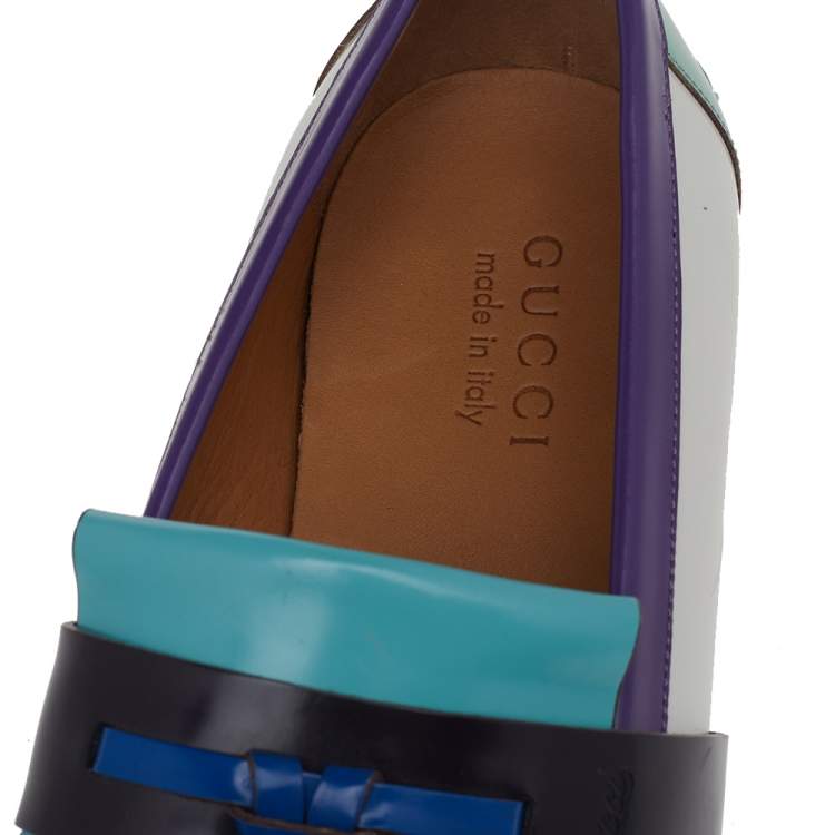 مملوكة مسبقًا Gucci Multicolor Leather Fringes Tassels Slip On Loafers size 41