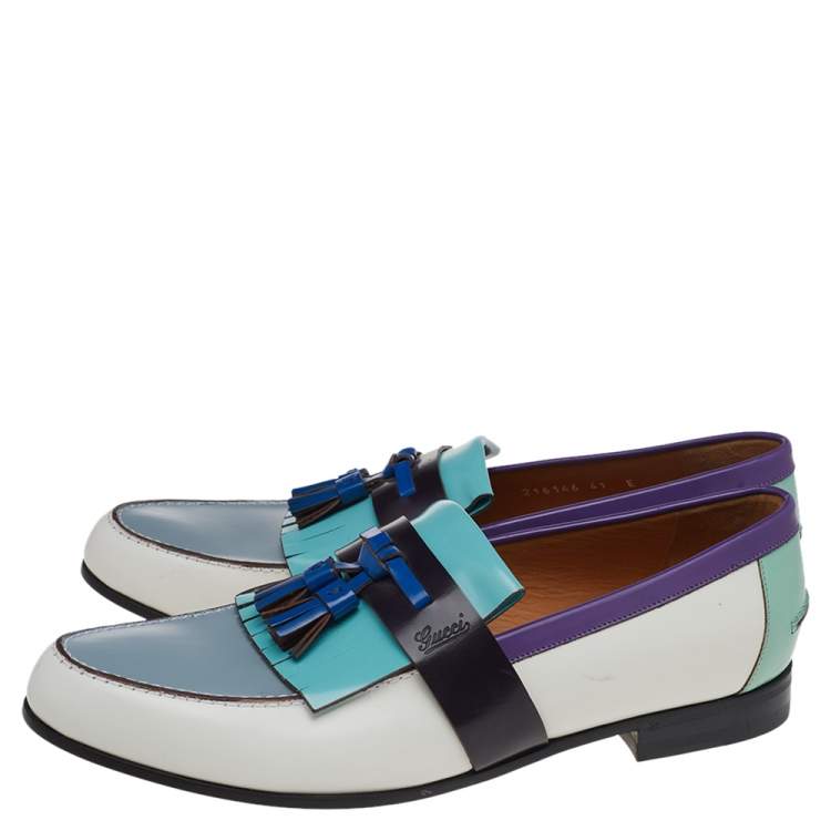 مملوكة مسبقًا Gucci Multicolor Leather Fringes Tassels Slip On Loafers size 41