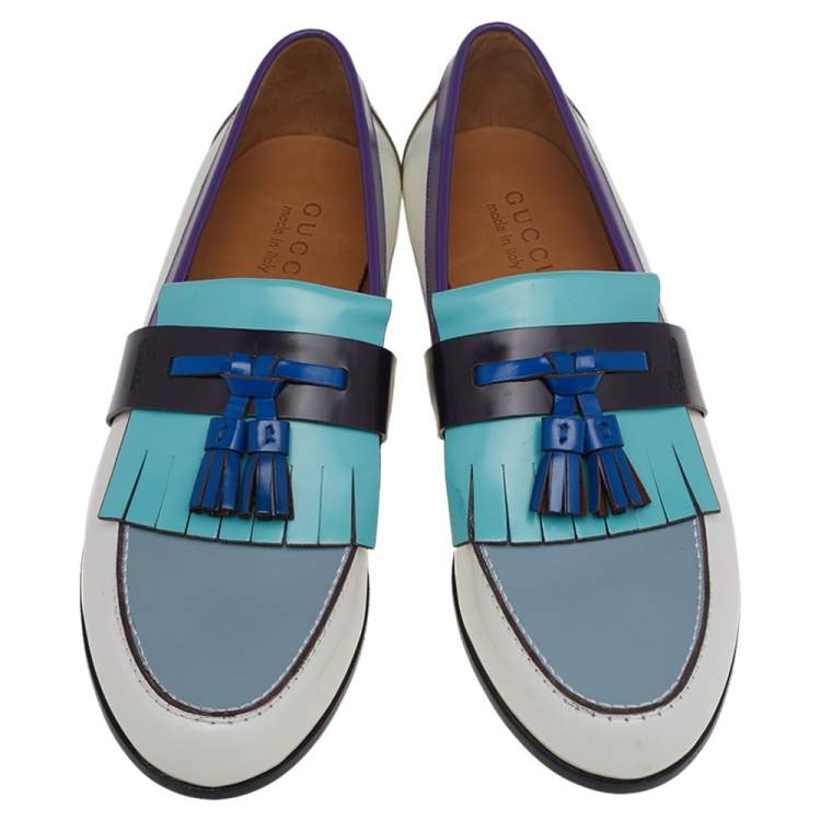 مملوكة مسبقًا Gucci Multicolor Leather Fringes Tassels Slip On Loafers size 41